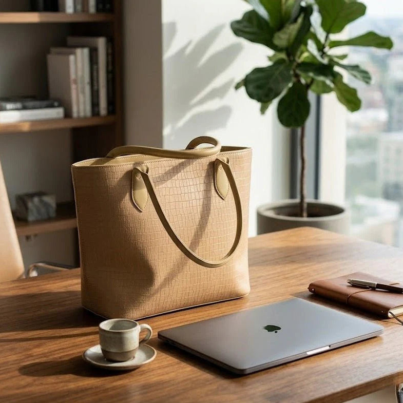 Elegant Croc Texture Tote Handbag for Women