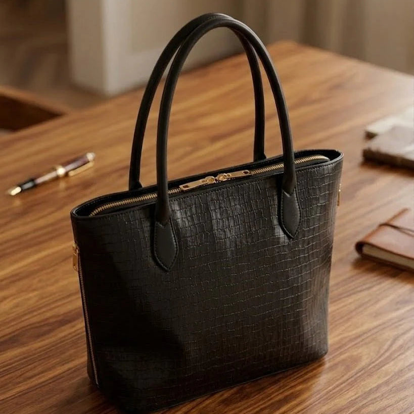 Elegant Croc Texture Tote Handbag for Women
