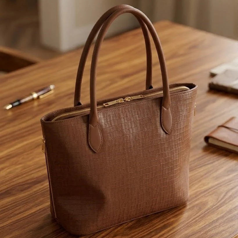 Elegant Croc Texture Tote Handbag for Women